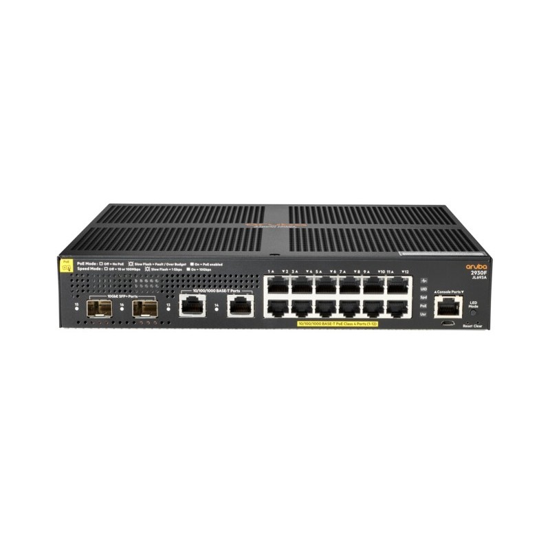 HPE Aruba 2930F 12G PoE+ 2G / 2SFP+ Switch EU